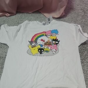 White Graphic T-Shirt with Cartoon Characters
